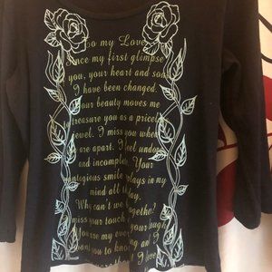 Tco. Women Dark Blue Crew Neck T shirt with floral